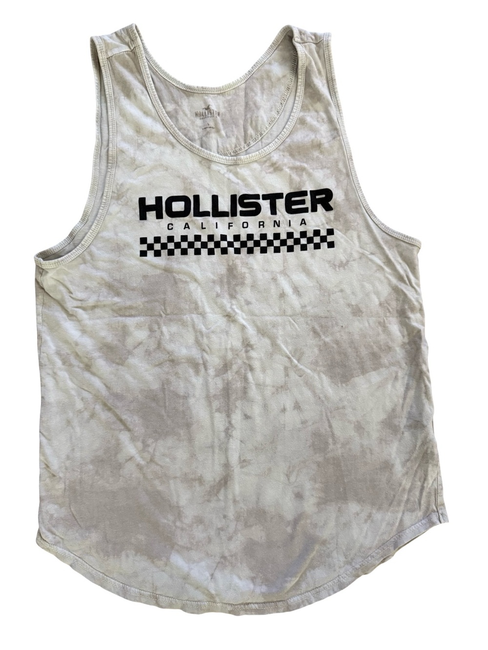 Hollister California Checkerboard Graphic Tank Top Tie Dye Wash Small